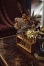 White Flowers on Brown Wooden Box