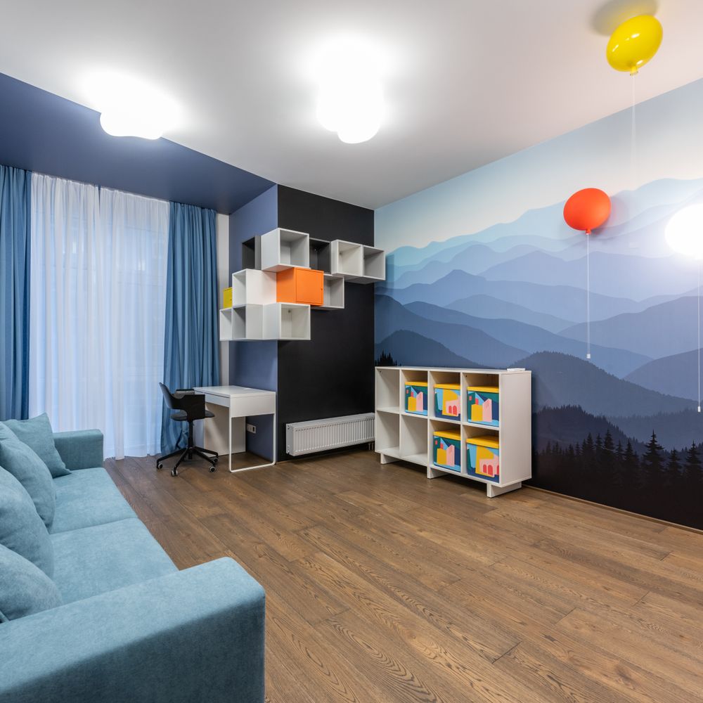 Wallpapering in Heston — dust sheets down and the room fully protected