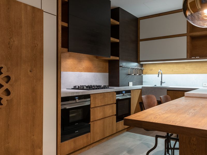 A designed kitchen interior