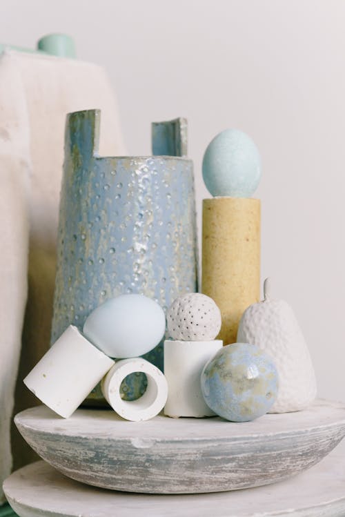 Blue Eggs on Ceramic Vase