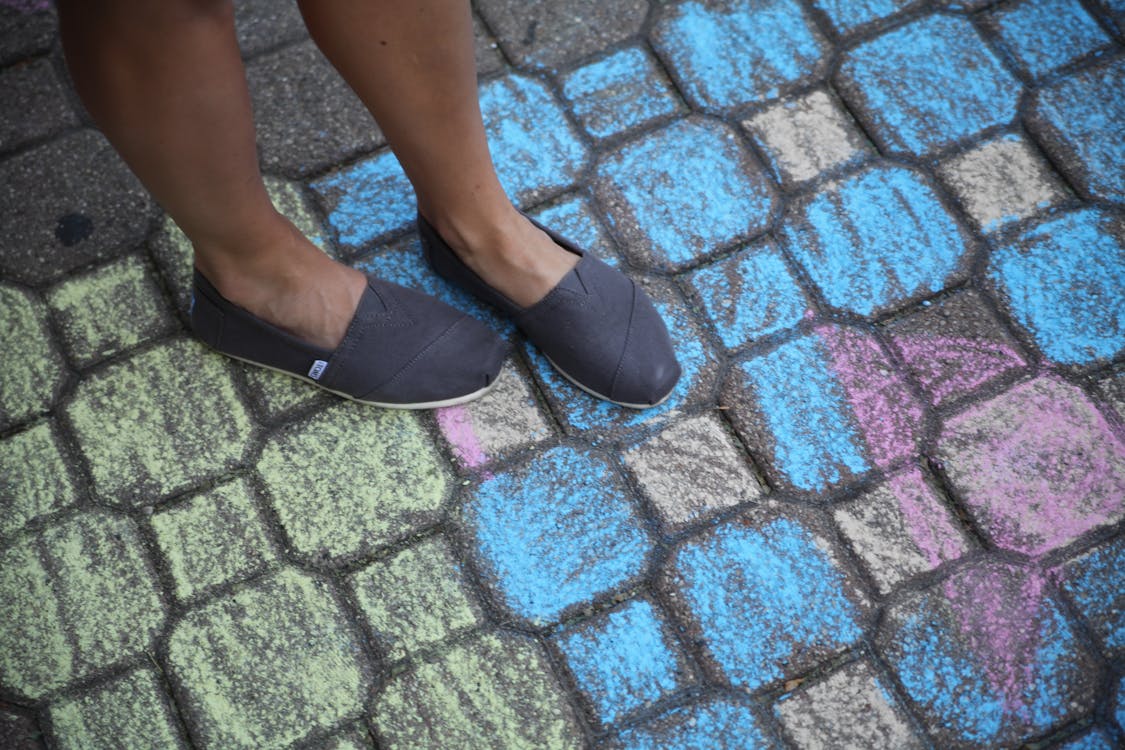 Free Person Wearing Blue Flat Shoes Stock Photo