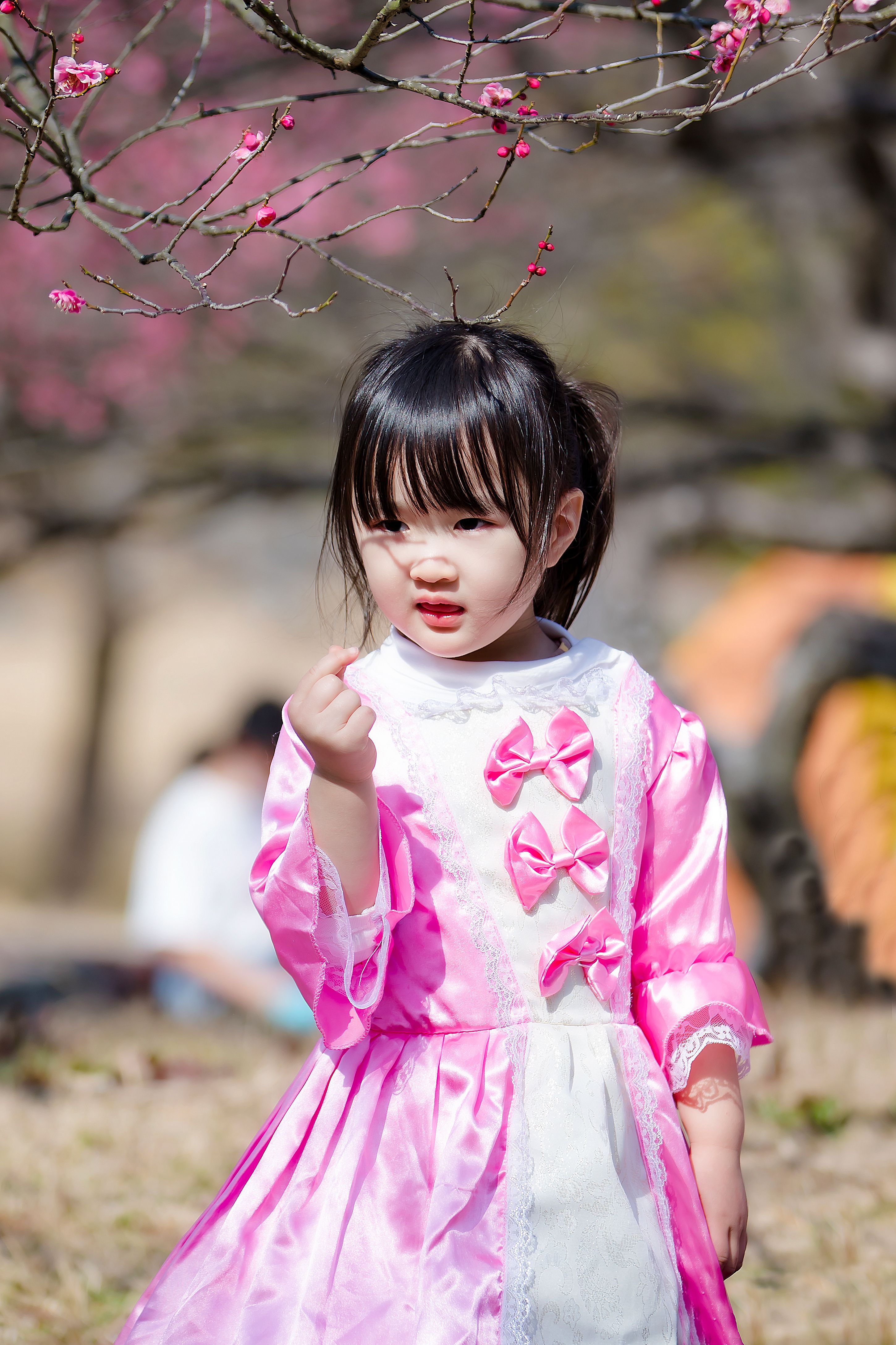Girl Wearing a Pink and White Dress Posing · Free Stock Photo