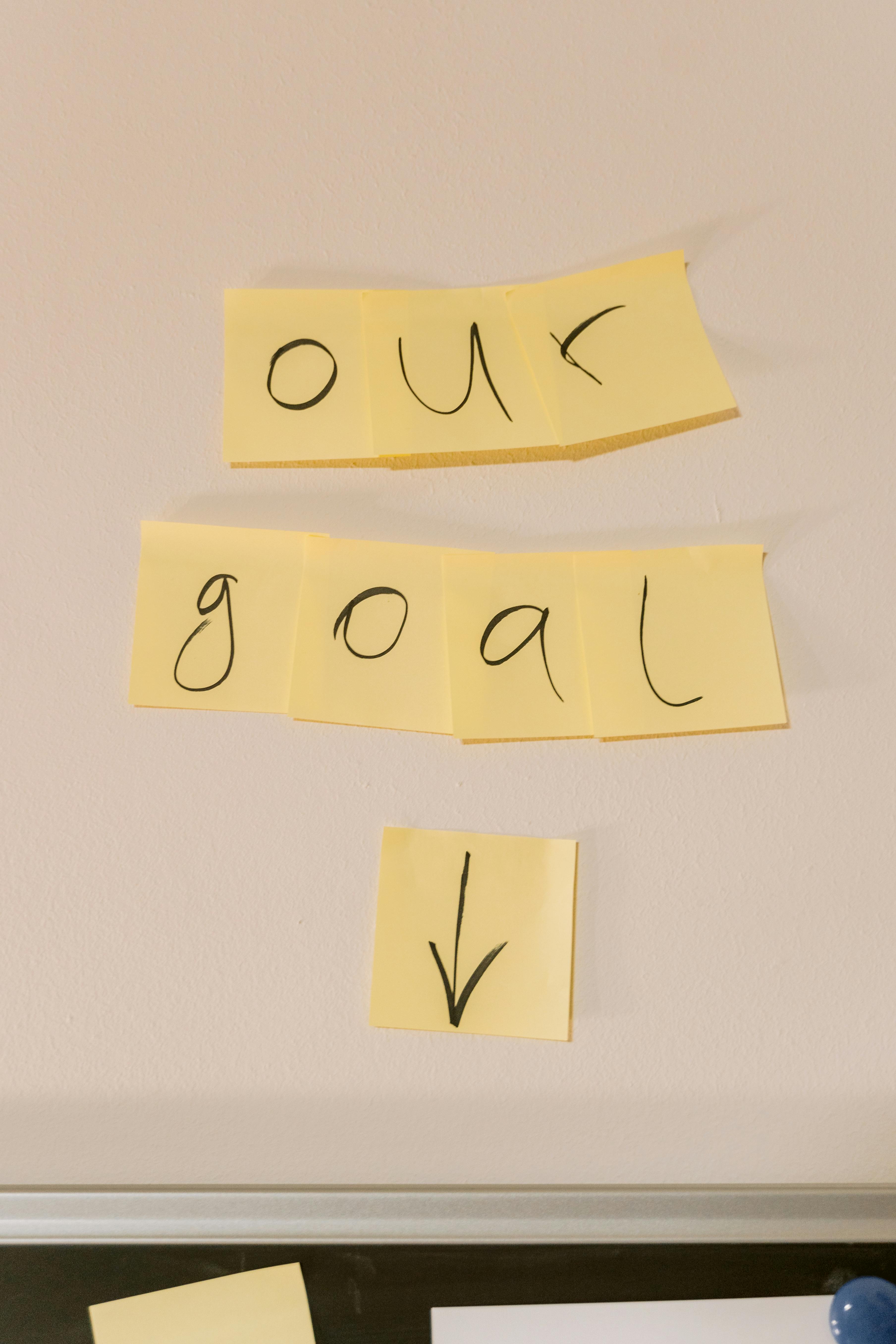 sticky notes with our goal text