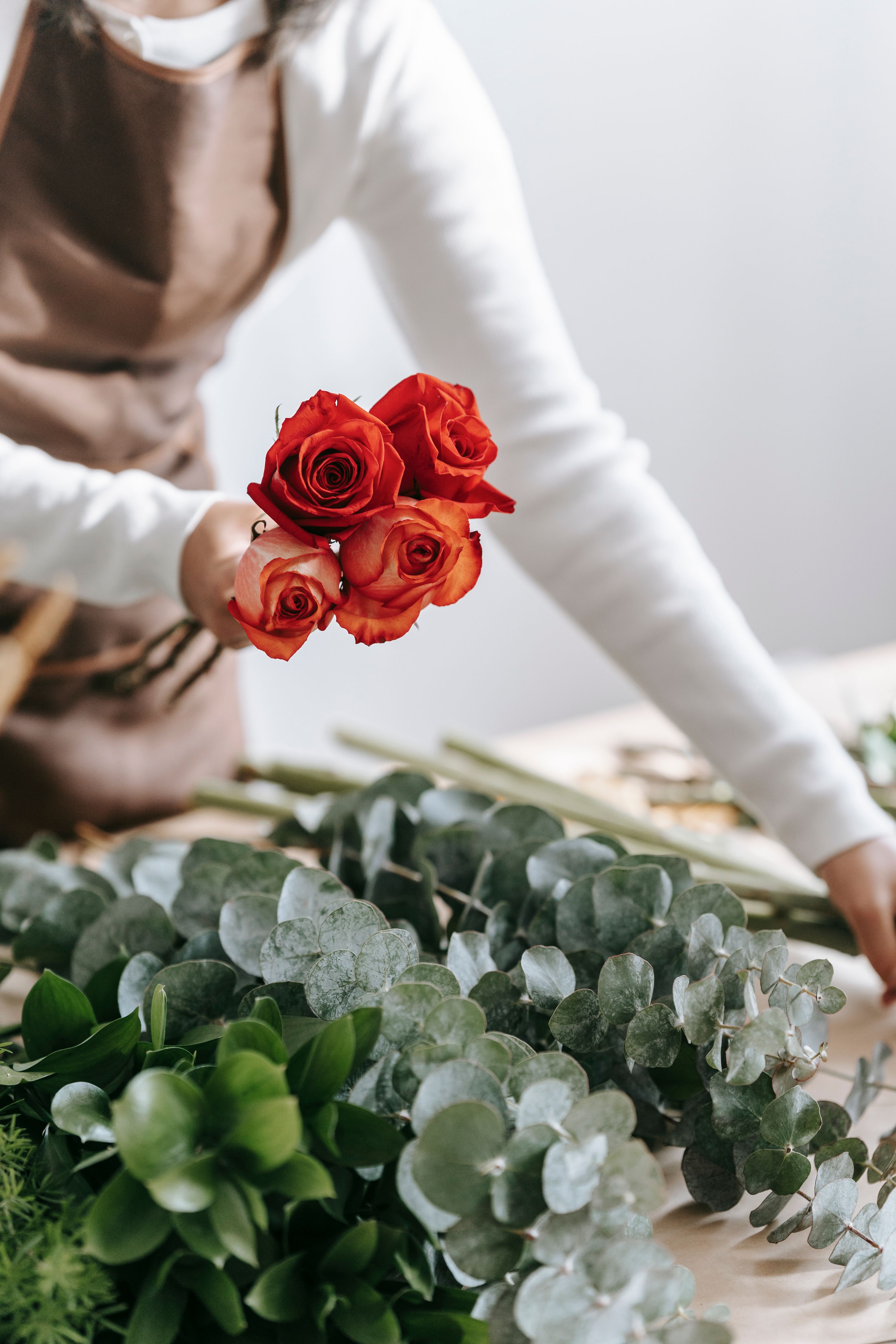 Florist arranging a bouquet