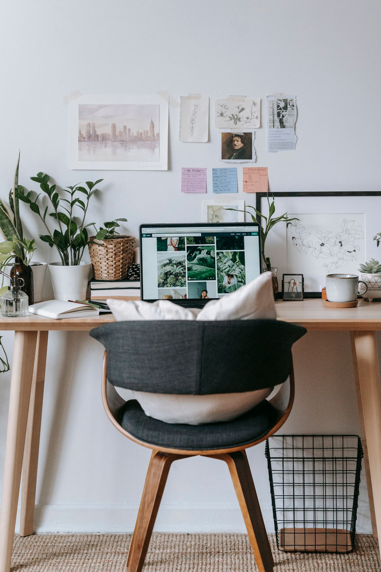 Tidy home office desk with minimal supplies
