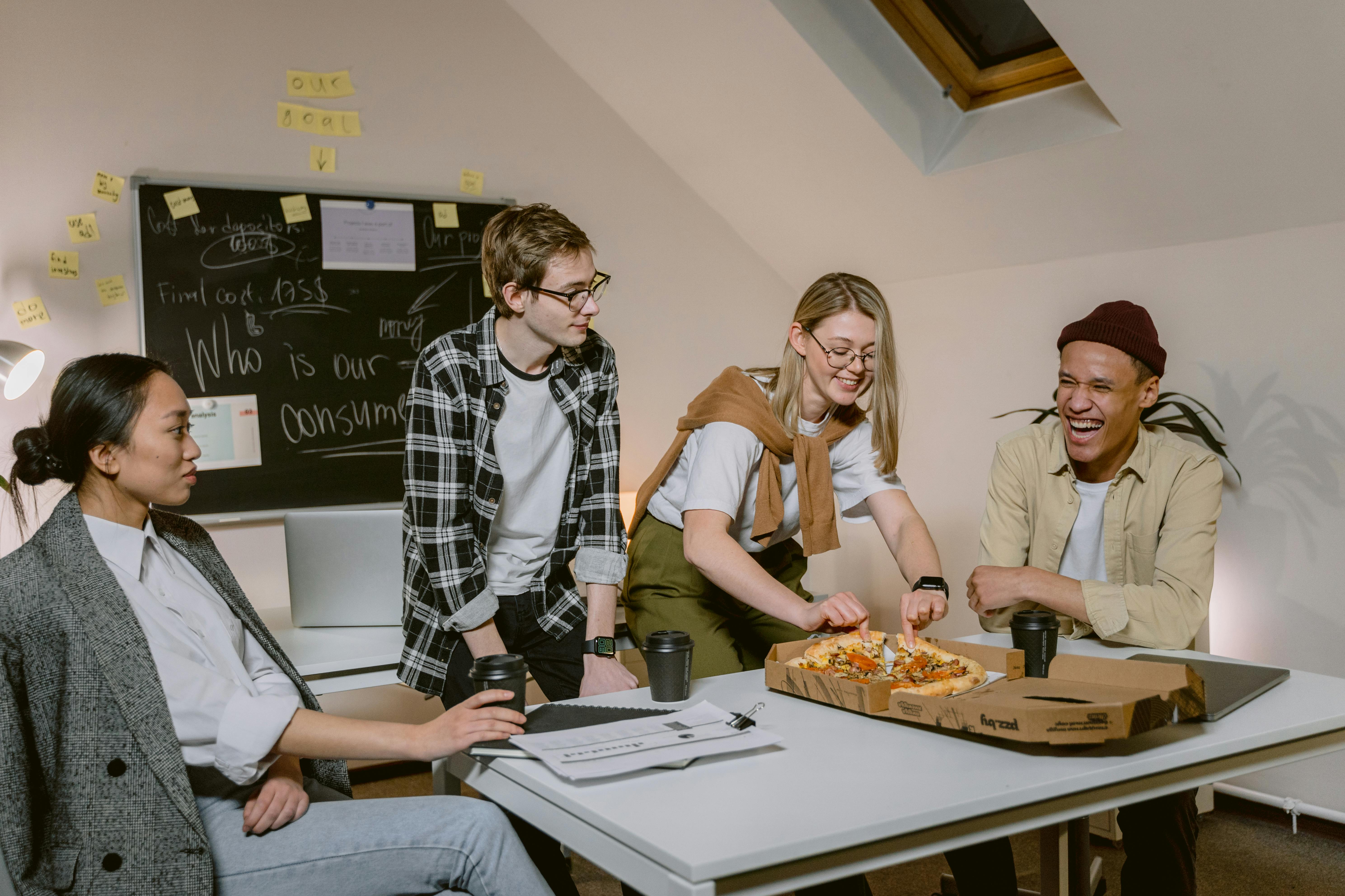 office team eating at the table