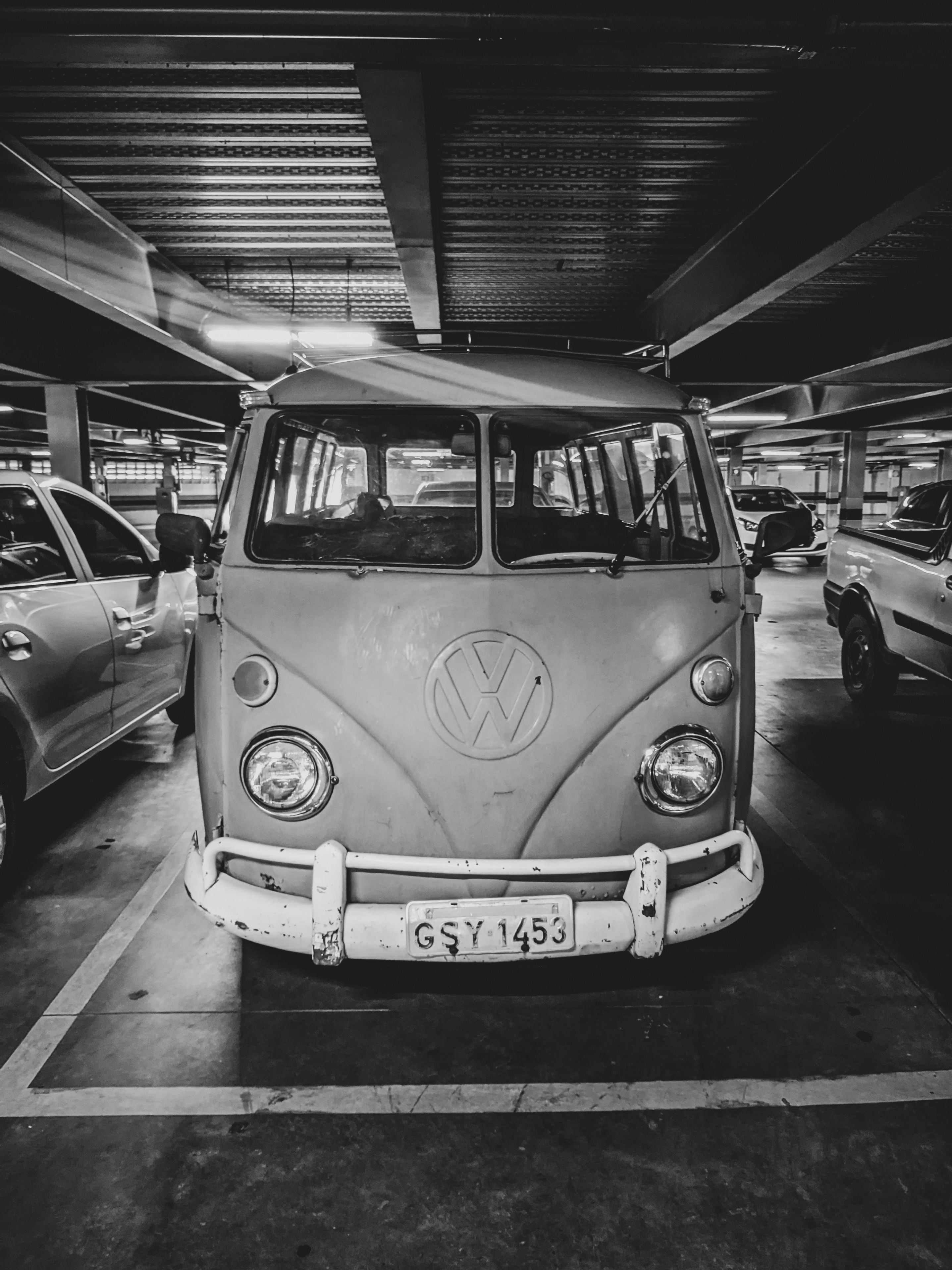A Vintage Van Parked in the Covered Parking · Free Stock Photo
