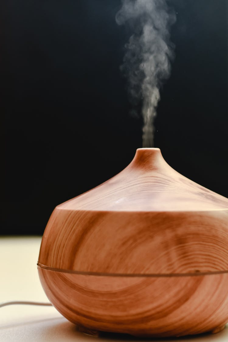 Brown Wooden Diffuser With Smoke