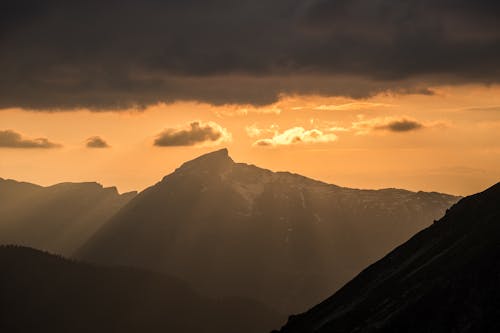 Silhouette of Mountains during Sunset