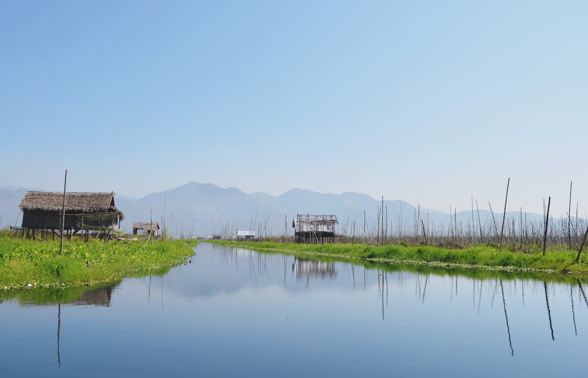 Floating Houses on Inle Lake in Myanmar 