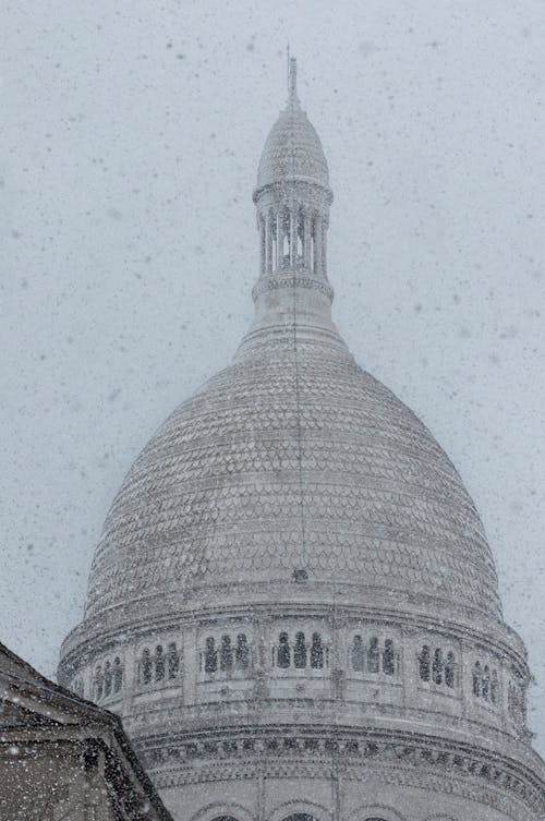 Close-up of the Dome of the Basilica of the Sacred Heart of Paris in France 