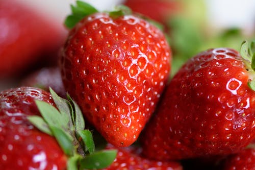 Red Strawberries in Close Up Photography