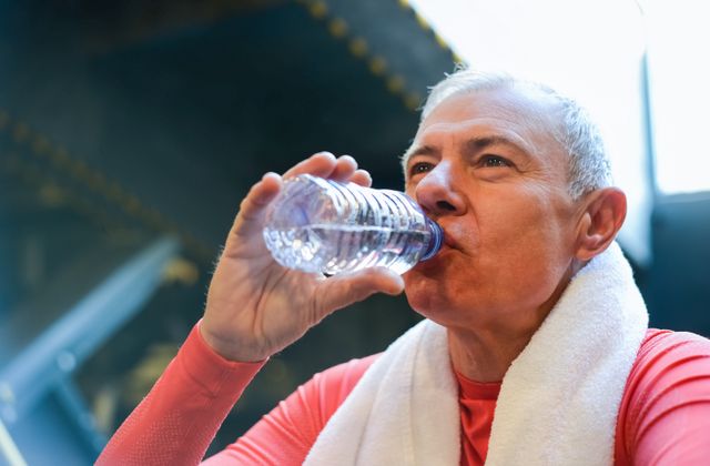 Man drinking water after exercise