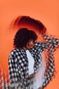 Woman in Black and White Checkered Dress Shirt