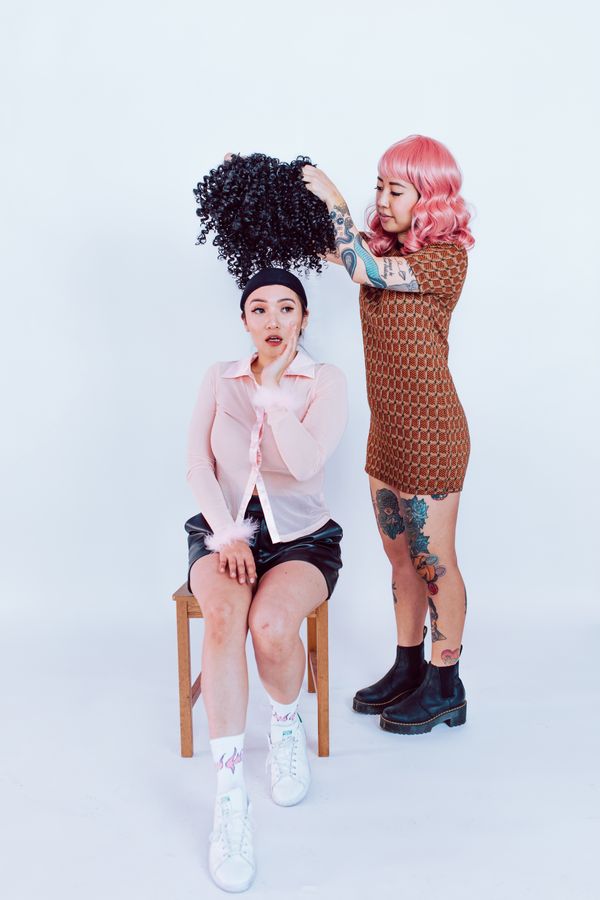 Wig styling session