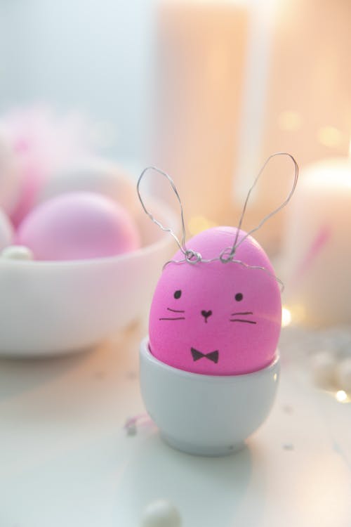 Pink Decorated Egg On A Ceramic Cup