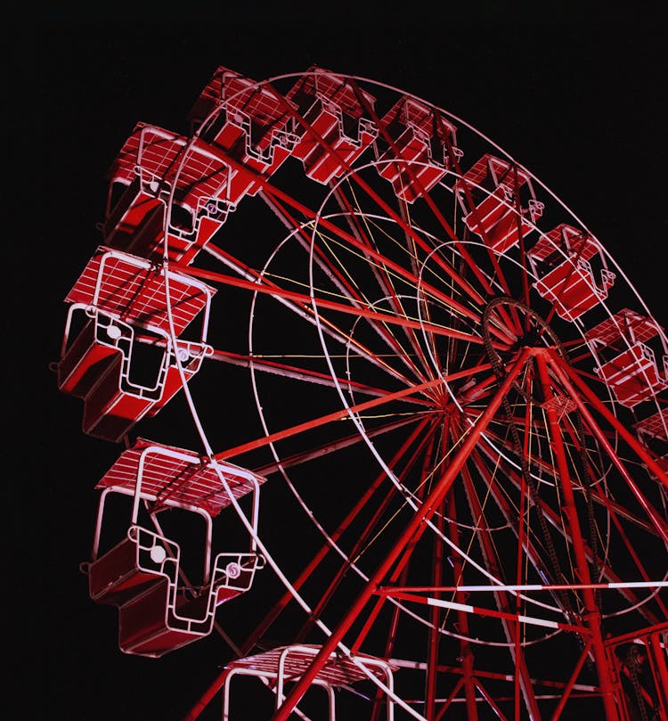 Ferris Wheel On Black Night Background