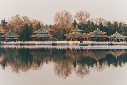 Fotobanka s bezplatnými fotkami na tému altán, čínska architektúra, jazierko
