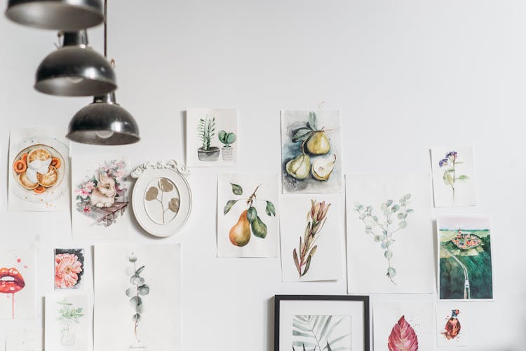 Watercolor Paintings On White Wall