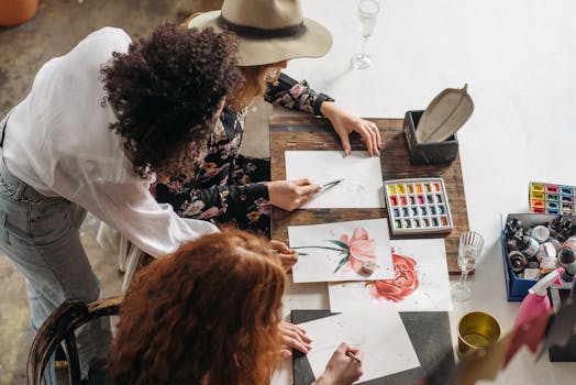 Women Painting Flowers