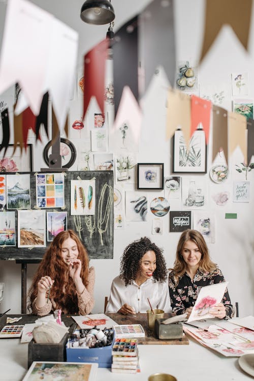 Immagine gratuita di acconciatura, acquerelli, amiche