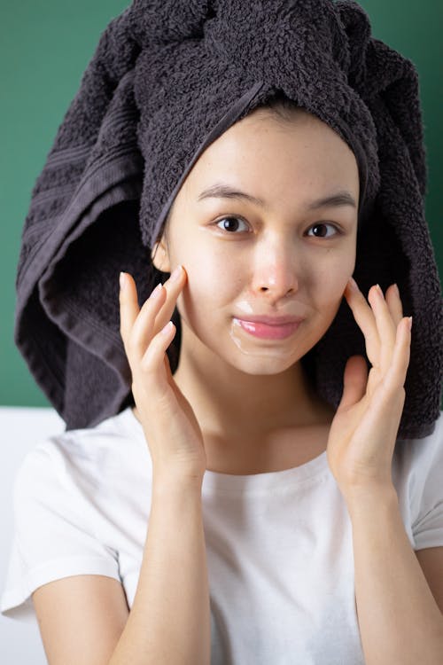 Woman With Lip Mask