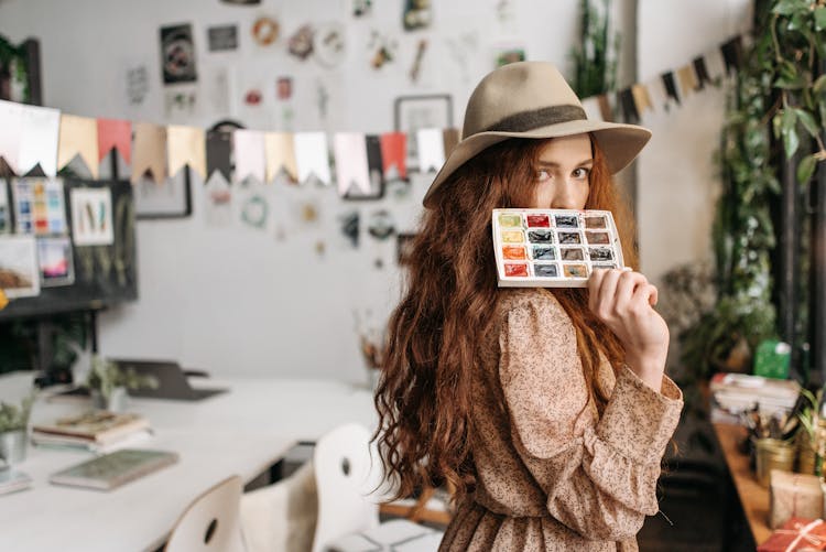 Woman Holding Watercolors