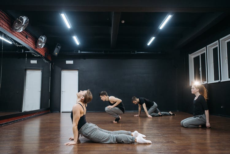 Group Of Dancers Warming Up