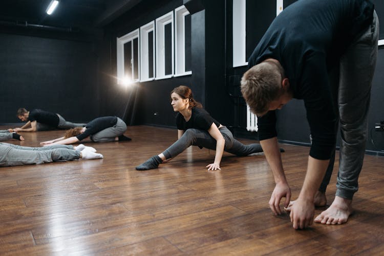 Group Of Dancers Warming Up