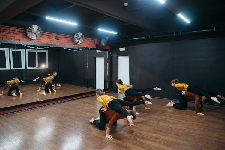 Group Of Dancers Practicing Together