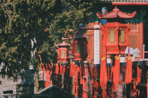 Red Lantern Lamps on the Street