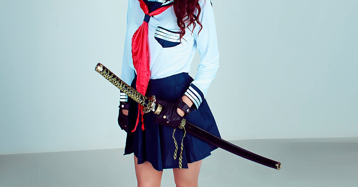 Woman Wearing School Uniform Samurai Outlook Carrying 