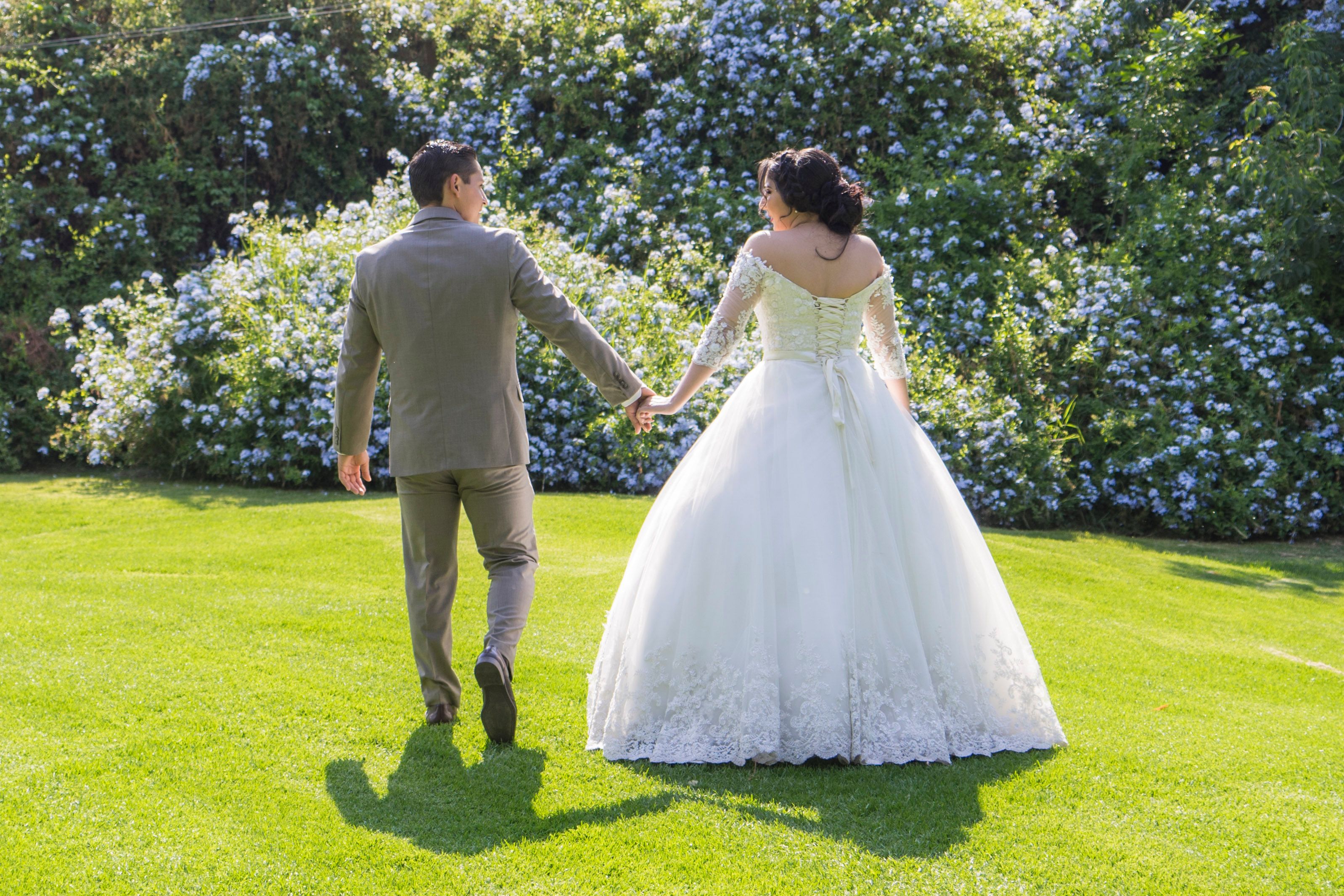 Back View of a Married Couple Walking in a Park · Free Stock Photo