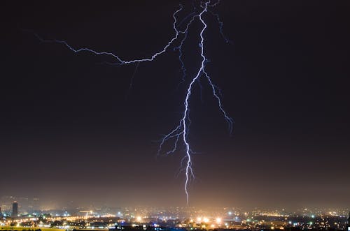 Lightning Over a City 