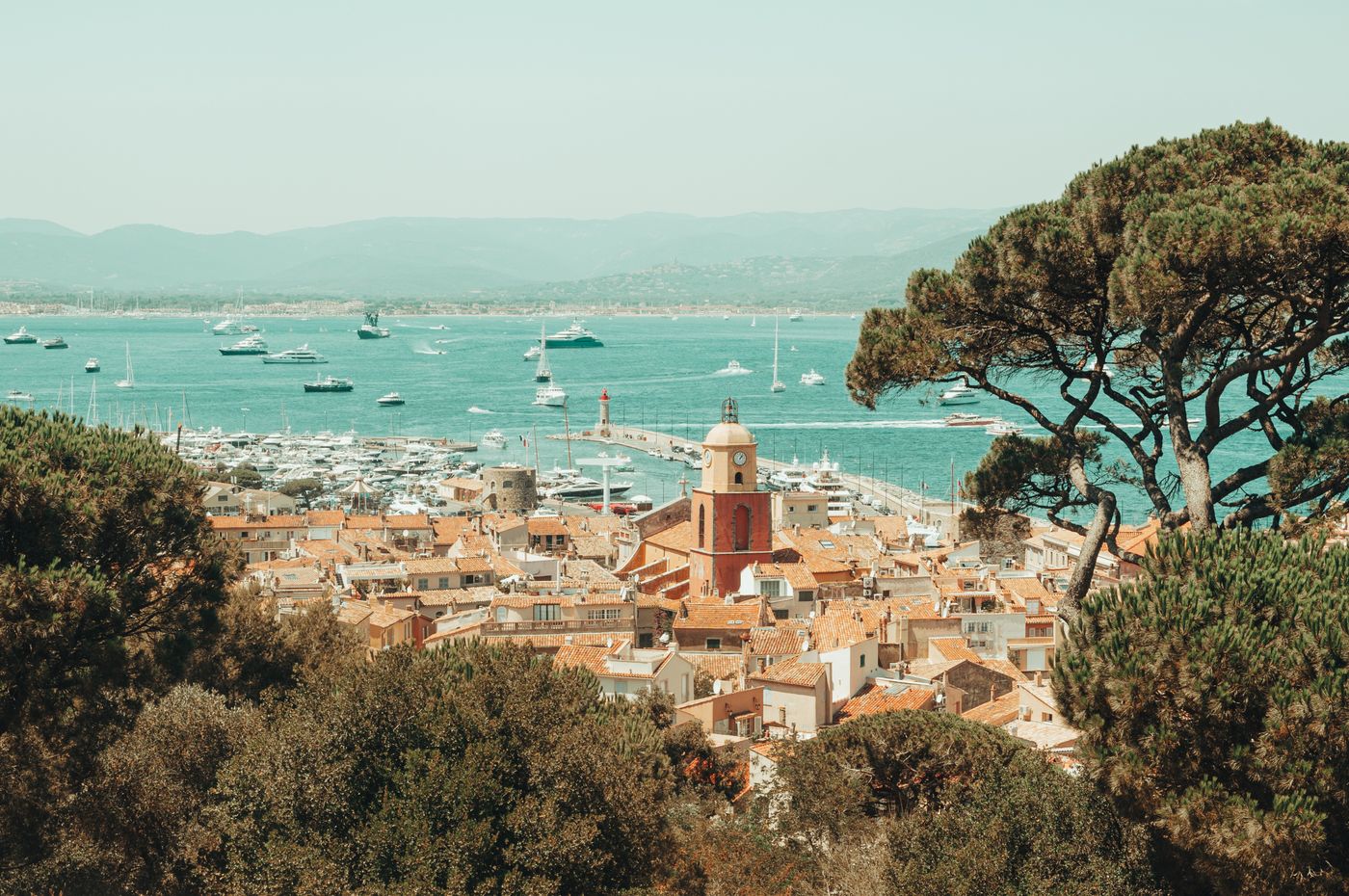 Saint-Tropez old town and harbour seen from above