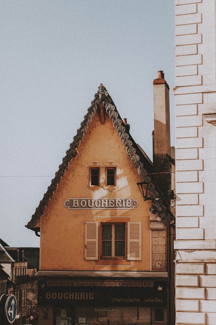 Exterior Of Old Building With Butchery Sign