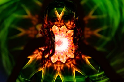 Psychedelic Projection on Woman
