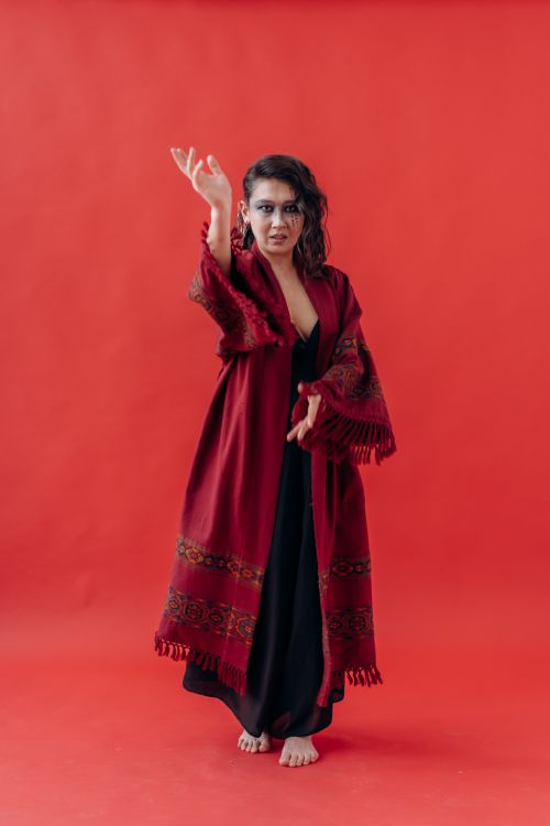 Woman in Red and Black Dress Standing in Red Background Free Stock Photo Woman in Red and Black Dress Standing in Red Background Free Stock Photo
