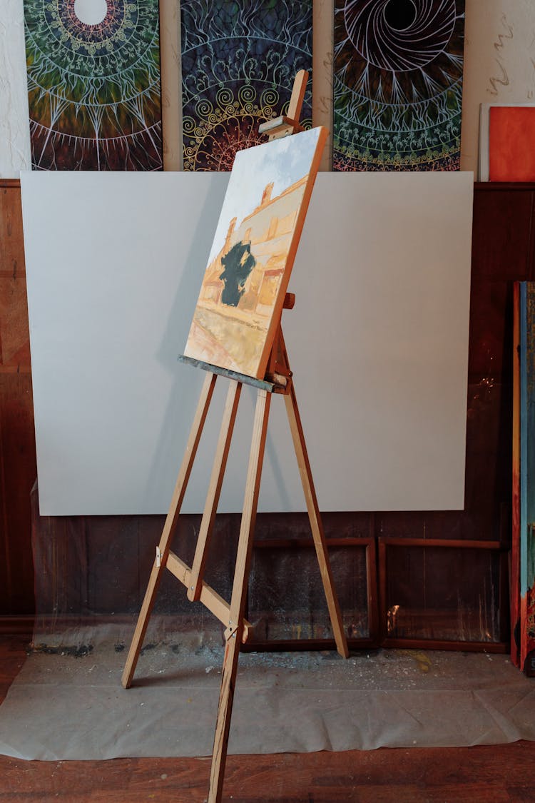 A Painting On A Canvas Stand