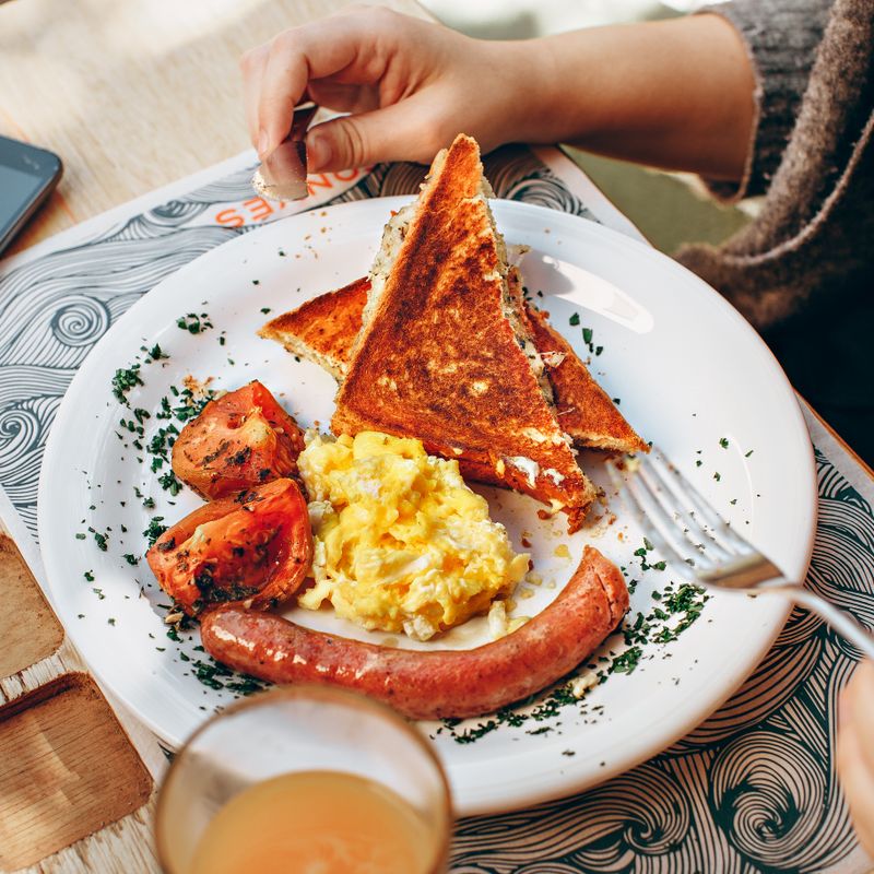 Scrambled Eggs and Sausage Crumbles Panini