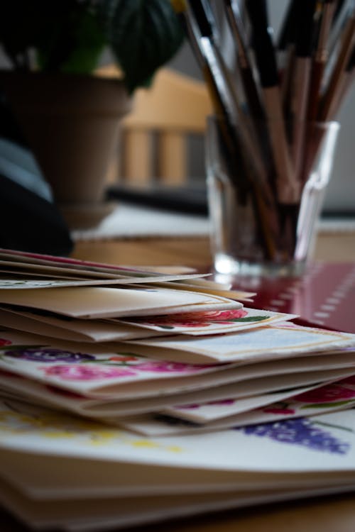 Photograph of Sheets of Paper with Paintings