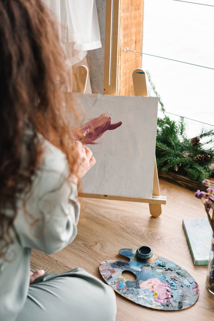 Woman Sitting On The Floor Painting