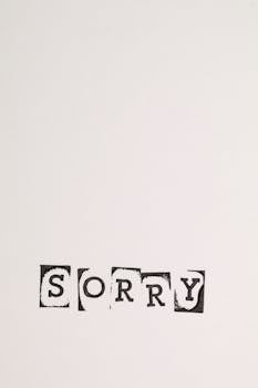 Minimal white background featuring 'Sorry' in bold typography, ideal for messages and apologies.