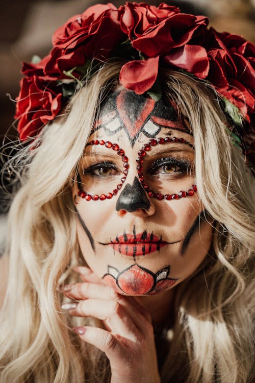 Blonde Woman With Halloween Makeup