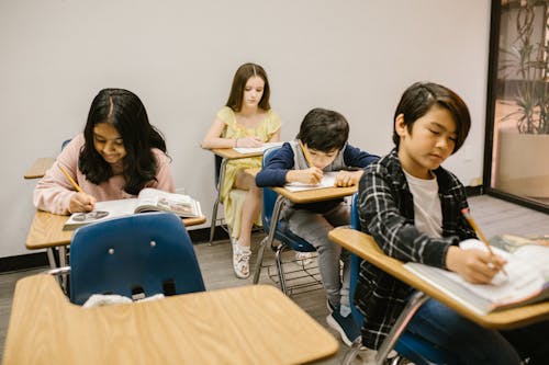Free Students Studying Inside the Classroom Stock Photo