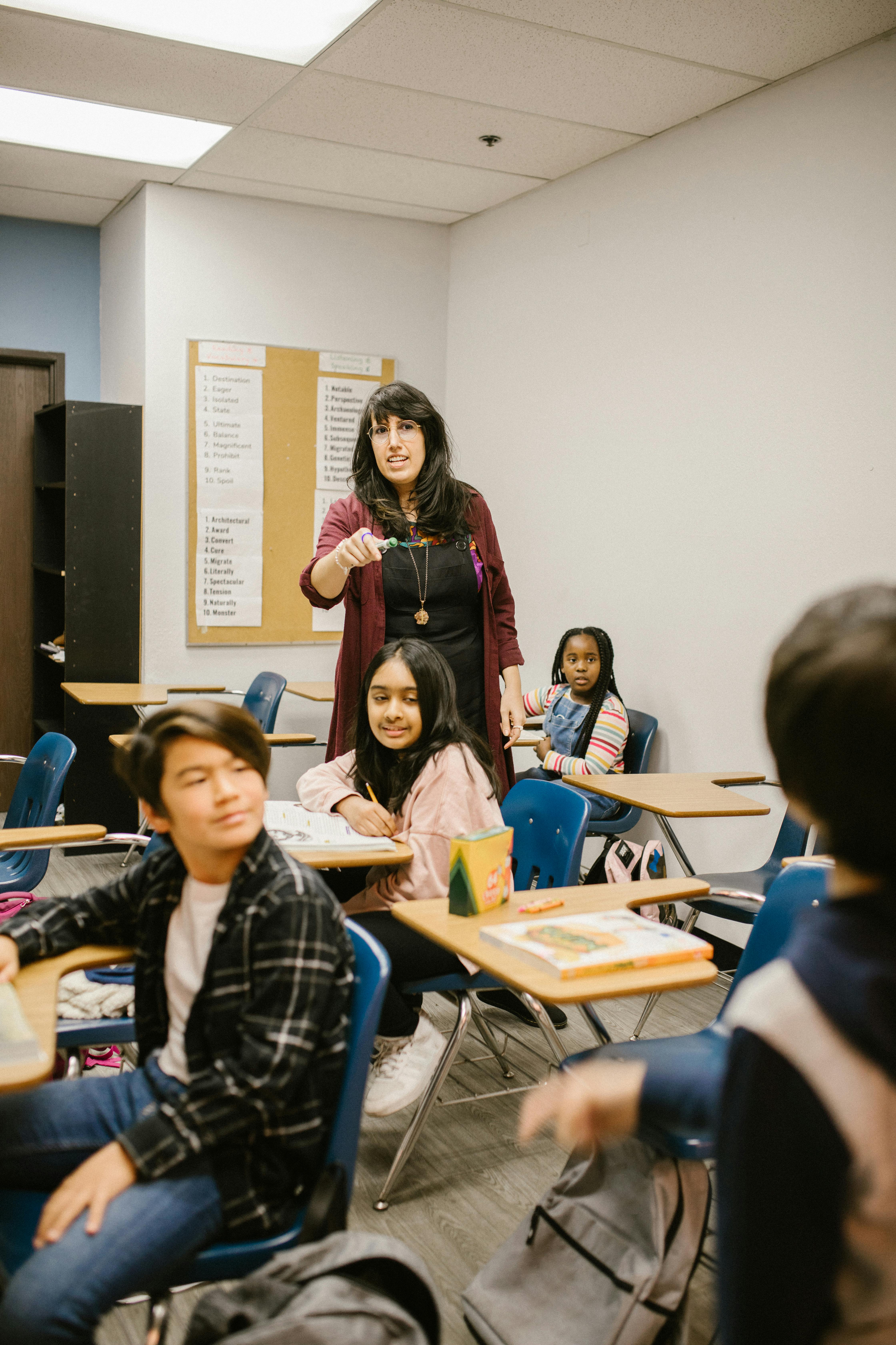 teacher scolding her students