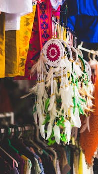 Dream Catcher Hanged on Black Metal Rack