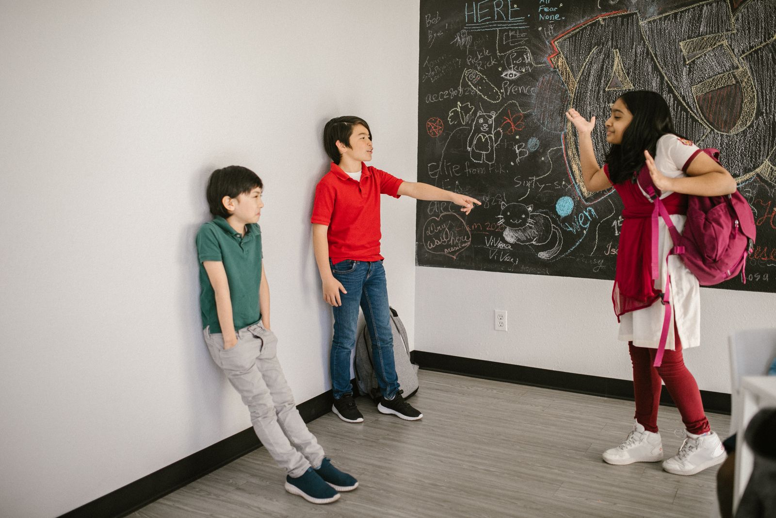 Children in an anti-bullying classroom scene
