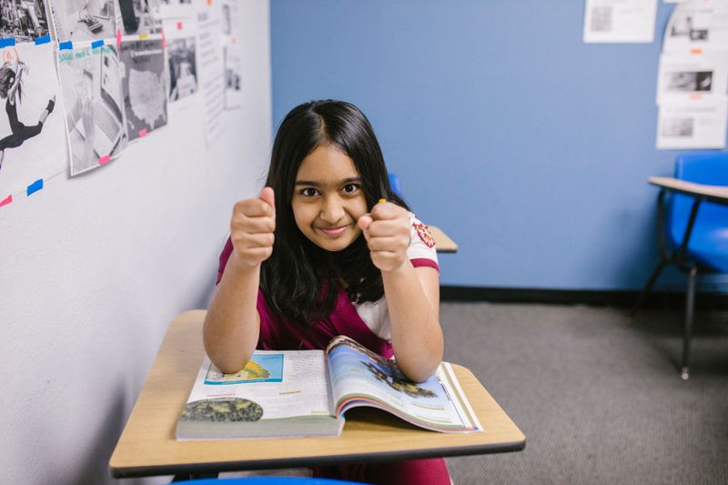 Students working together in a classroom