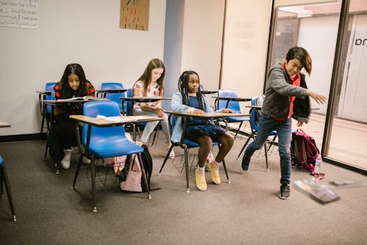 Students in a classroom experiencing a bullying situation among peers.